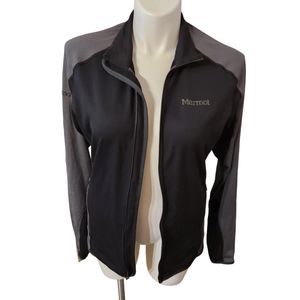 Marmot Full Zip-Up Collar Athleisure Jacket with thumb holes, Grey Black, Size L
